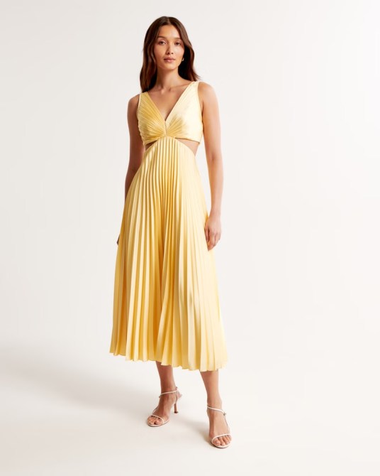 Best Summer Wedding Guest Dresses: The A&F Giselle Pleated Cutout Maxi Dress