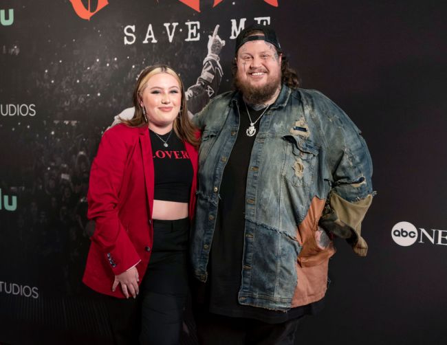 Jelly Roll (right) and daughter Bailee Ann attend the "Jelly Roll: Save Me" Documentary World Premiere at the Ryman Auditorium on May 30, 2023 in Nashville, Tennessee.