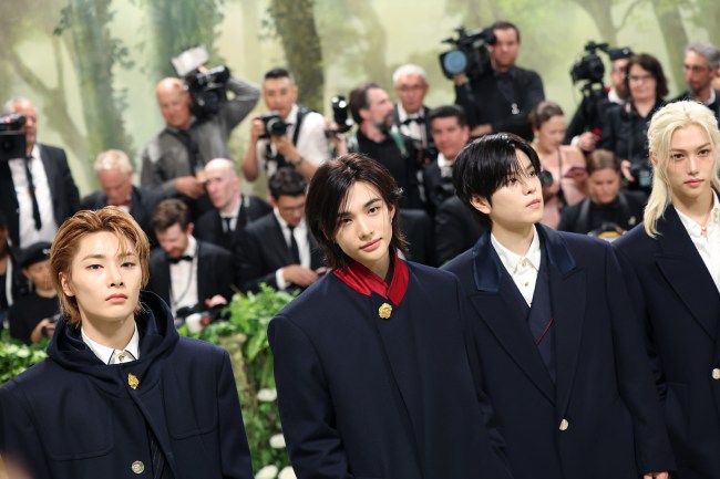 Hyunjin, I.N, Seungmin, and Felix of Stray Kids attend The 2024 Met Gala Celebrating "Sleeping Beauties: Reawakening Fashion" at The Metropolitan Museum of Art on May 06, 2024 in New York City.