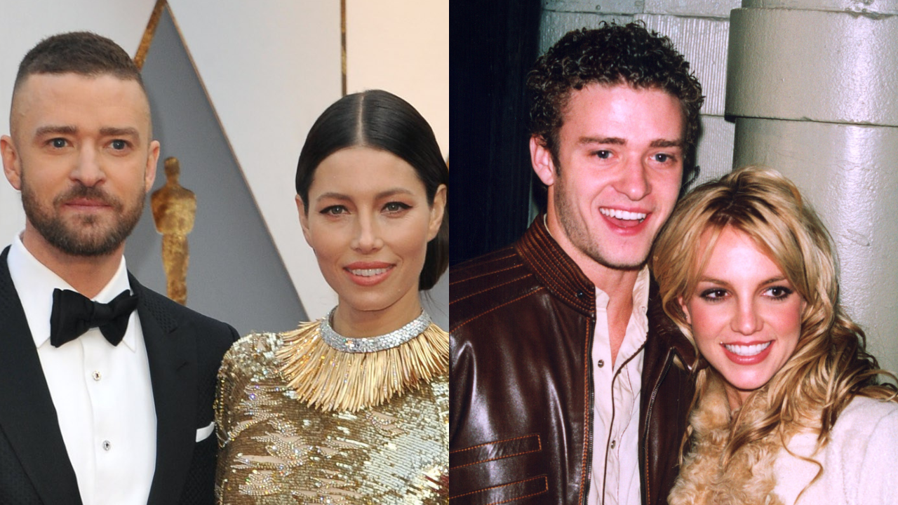 Justin Timberlake with Jessica Biel and Britney Spears