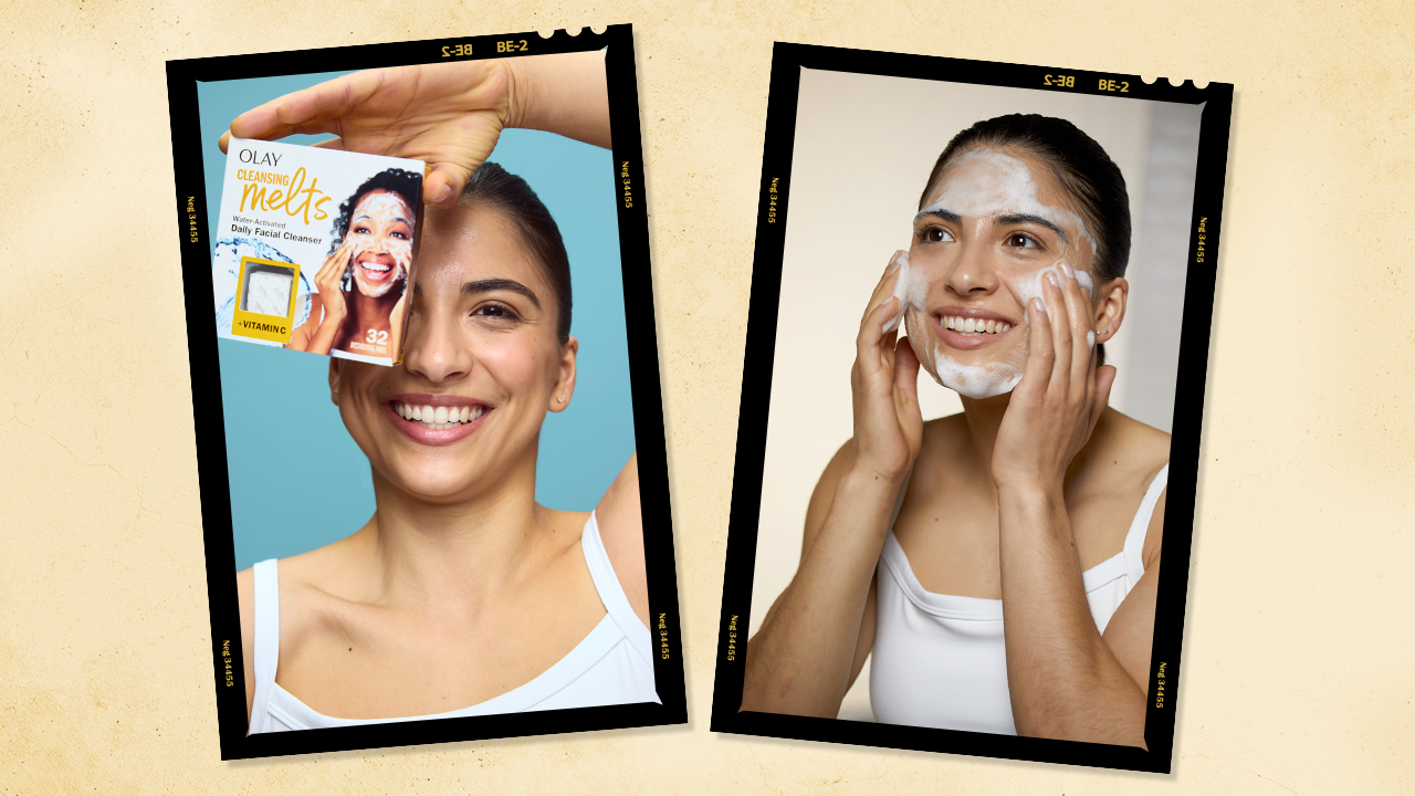 Natalia Grossman using Olay products.