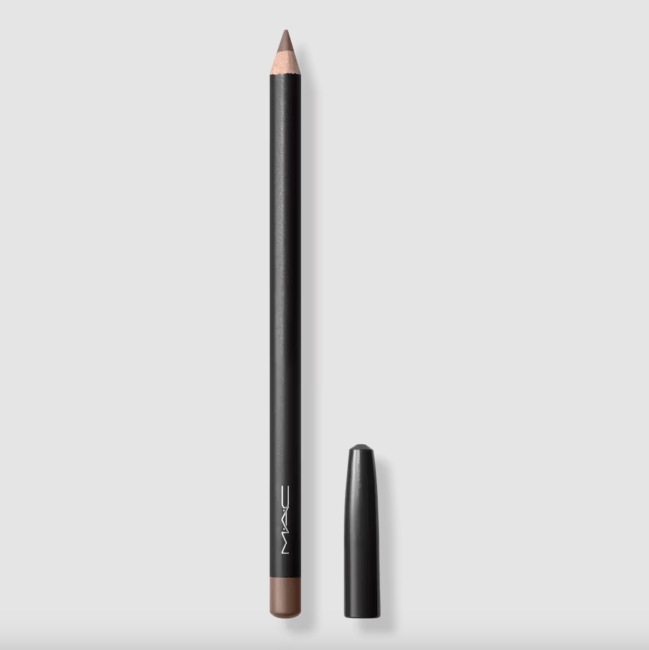 Mac Lip Liner in Stone in a black pencil with a brown tip.
