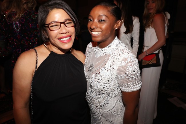 NEW YORK, NY - SEPTEMBER 12:  (L-R) Nellie Biles and  Simone Biles attend the Sherri Hill presentation at Gotham Hall on September 12, 2016 in New York City.