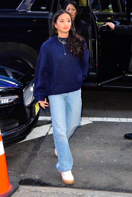Kaylee Hottle is seen outside GMA Studio on March 20, 2024 in New York City.
