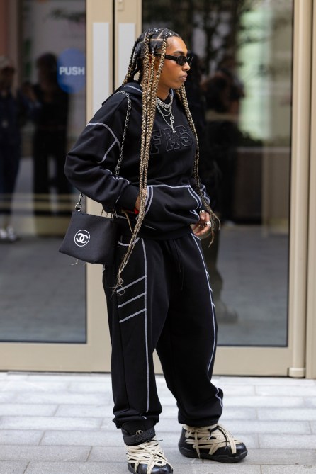 sweatpants and sweatshirt street style