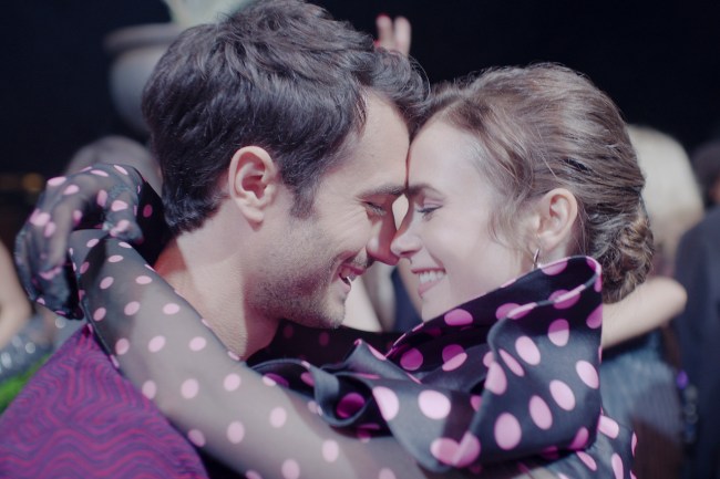 Eugenio Franceschini as Marcello, Lily Collins as Emily in episode 409 of Emily in Paris.