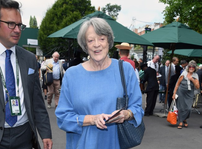 Maggie Smith attends day nine of the Wimbledon Tennis Championships at the All England Lawn Tennis and Croquet Club on July 11, 2018 in London, England.