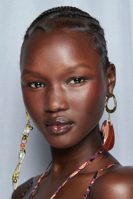 A model wearing red blush.