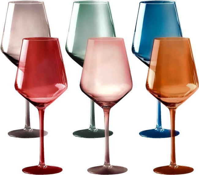 Bella Vino Colored Goblet Wine Glasses