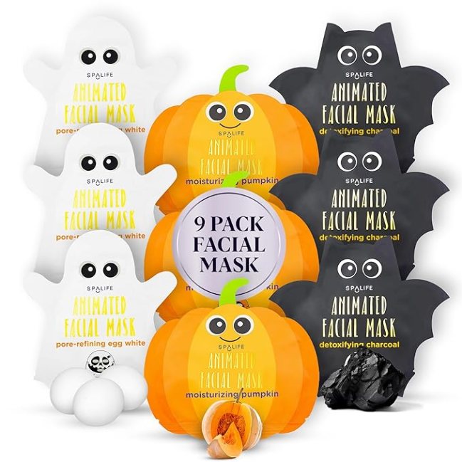 An assortment of Halloween-themed face masks