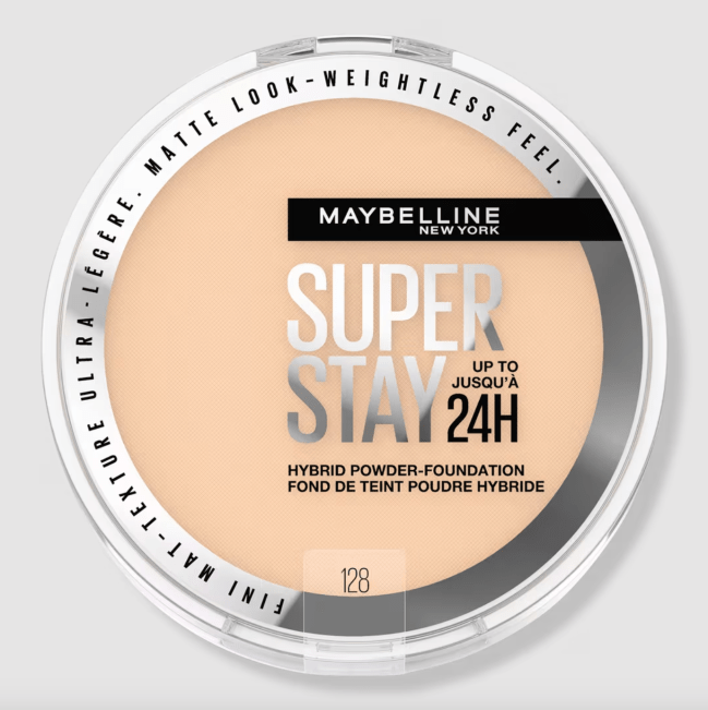 Maybelline Super Stay Powder Foundation in a clear compact.