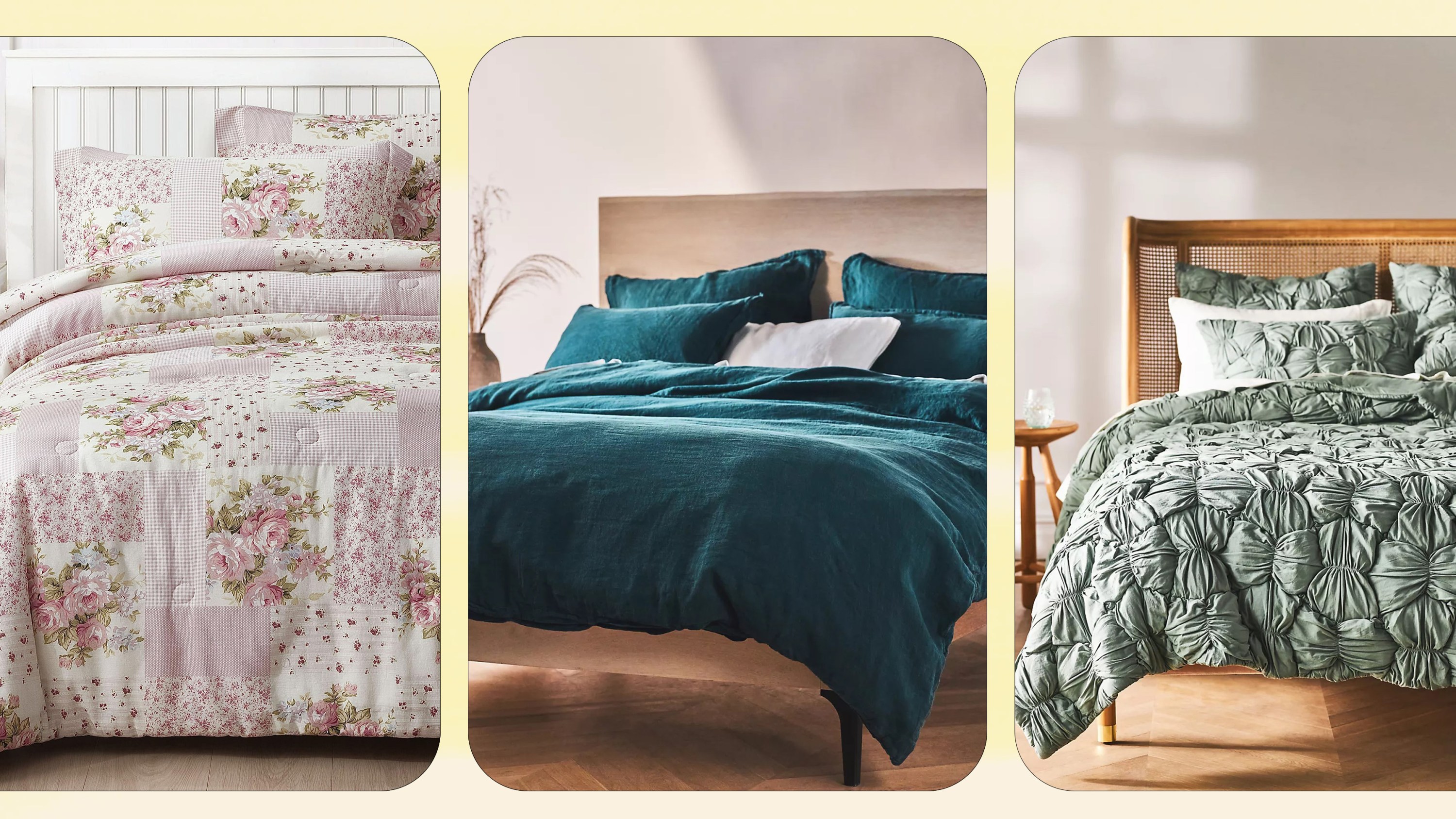 A collage of various beds.