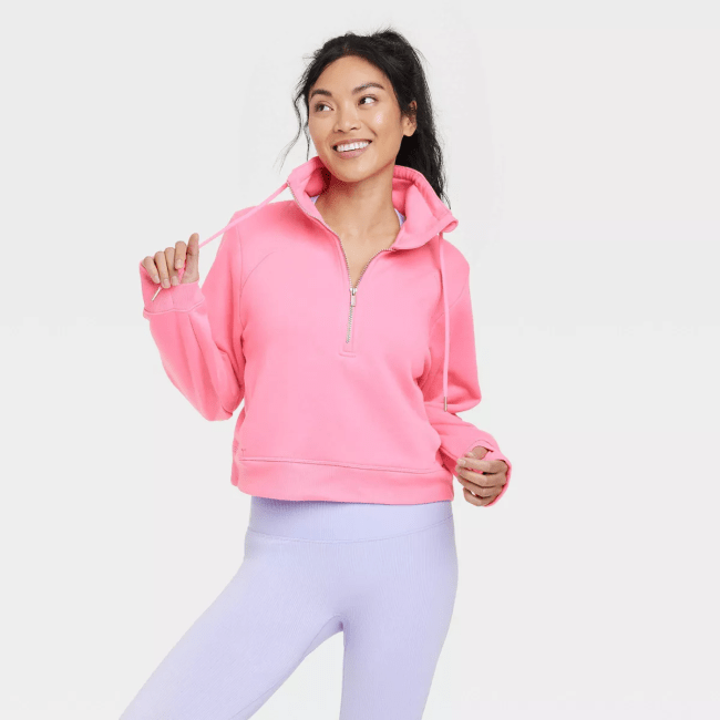 All in Motion Half Zip Fleece Pull Over in pink