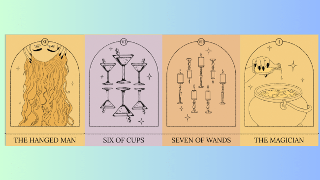 A series of Tarot cards