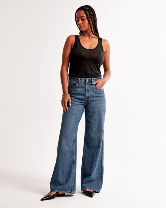 Abercrombie & Fitch Curve Love High Rise Wide Leg Jean