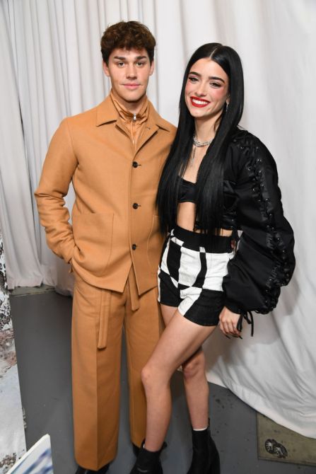 NEW YORK, NEW YORK - DECEMBER 10: Noah Beck (L) and Dixie D'Amelio attend iHeartRadio Z100 Jingle Ball 2021 on December 10, 2021 in New York City.