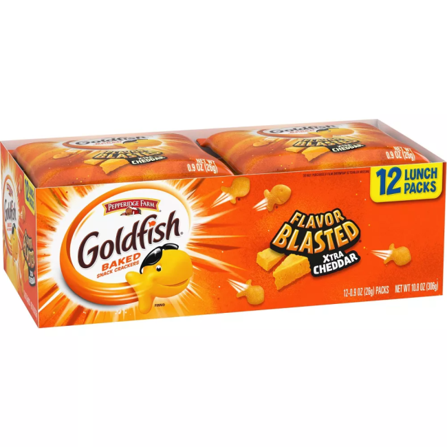 Goldfish Flavor Blasted Crackers Xtra Cheddar Snack Packs - 12ct