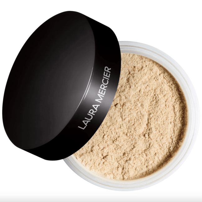 Laura Mercier Translucent Loose Setting Powder in a black compact.