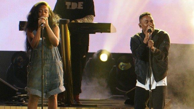 Kendrick Lamar and SZA performing 'Poetic Justice' together at an award's show, now reuniting for the Grand National Tour 2025.