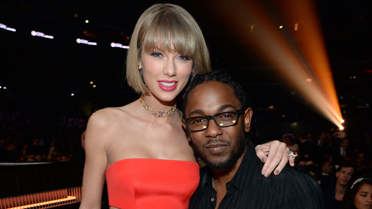Taylor Swift and Kendrick Lamar attend The 58th GRAMMY Awards at Staples Center on February 15, 2016 in Los Angeles, California.