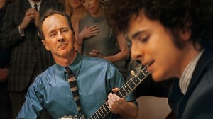 A COMPLETE UNKNOWN, from left: Edward Norton as Pete Seeger, Timothee Chalamet as Bob Dylan, 2024.