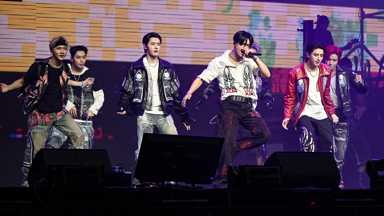 JUNGWON, SUNOO, SUNGHOON, Jay, Jake, HEESEUNG of ENHYPEN perform onstage at the 2025 Coachella Valley Music And Arts Festival on April 19, 2025 in Indio, California.