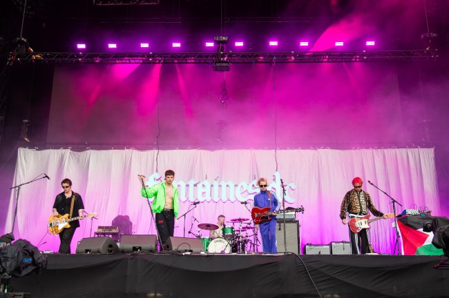 READING, ENGLAND - AUGUST 24: (EDITORIAL USE ONLY) Grian Chatten of Fontaines D.C. performs during day two of Reading Festival 2024 at Richfield Avenue on August 24, 2024 in Reading, England.