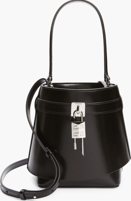 Givenchy Shark Lock Leather Bucket Bag in black