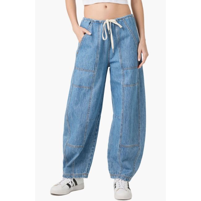 BLANKNYC Low Rise Drawstring Barrel Leg Jeans