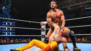 Santos Escobar in action against Rey Fenix during Friday night Smackdown at Wells Fargo Arena on May 2, 2025 in Des Moines, Iowa.