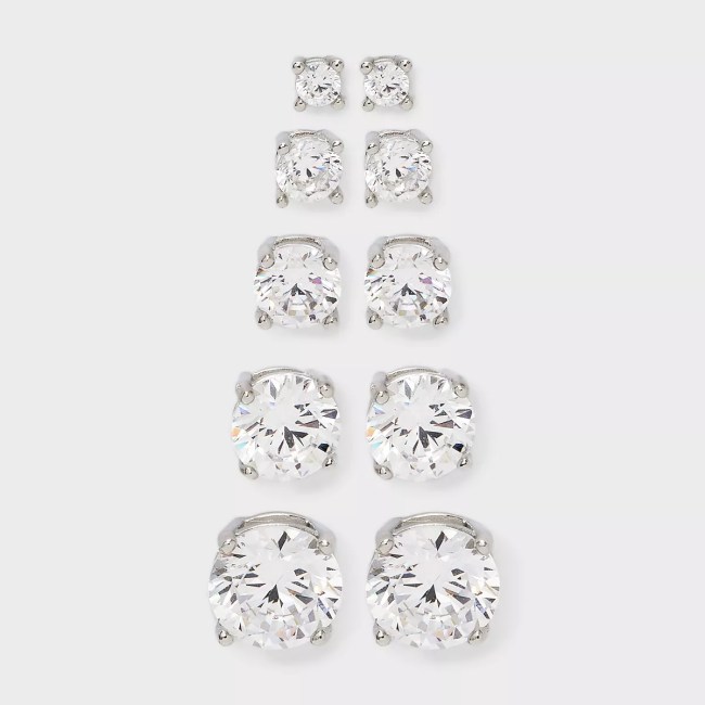 A New Day Sterling Silver Cubic Zirconia Stud Earring Set