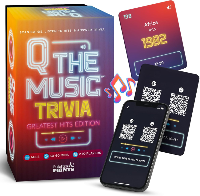 Palettes and Prints Q The Music – Music Lyric Party Trivia Quiz Card Game