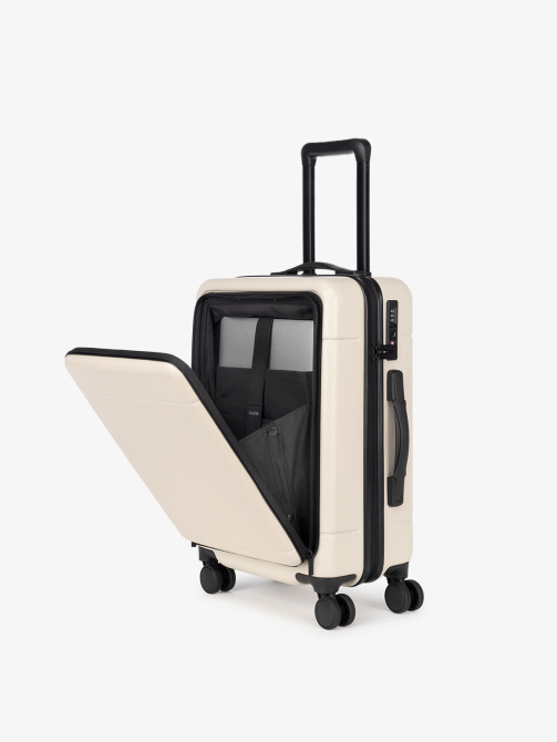 CALPAK Hue Front Pocket Carry-On Luggage in white
