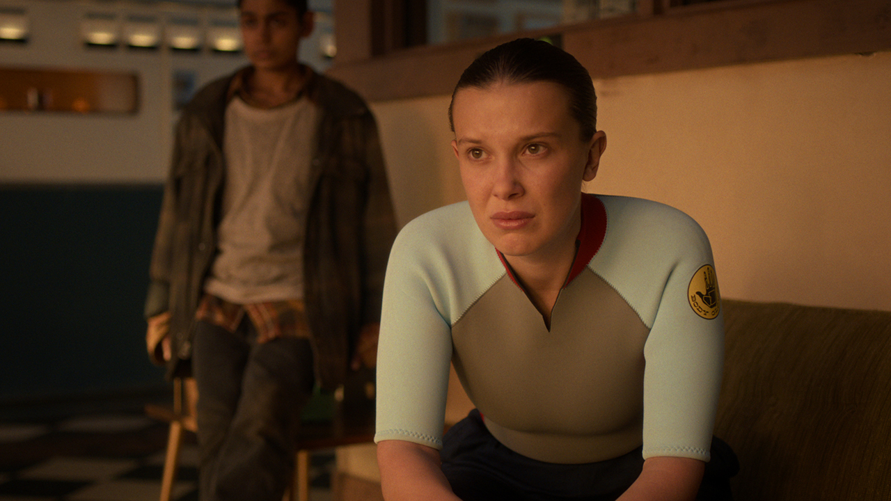 STRANGER THINGS: SEASON 5. (L to R) Linnea Berthelsen as Kali and Millie Bobby Brown as Eleven in Stranger Things: Season 5.