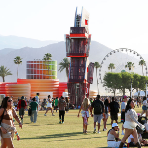 INDIO, CALIFORNIA - APRIL 19: (FOR EDITORIAL USE ONLY) (NOT TO BE LICENSED FOR ANY STANDALONE OR SPECIAL INTEREST BOOK PUBLISHING USE CONCERNING THE COACHELLA MUSIC FESTIVAL AND/OR STAGECOACH MUSIC FESTIVAL) An aerial view of the 2026 Coachella Valley Music and Arts Festival at Empire Polo Club on April 19, 2026 in Indio, California. (Photo by Kevin Mazur/Getty Images for Coachella)